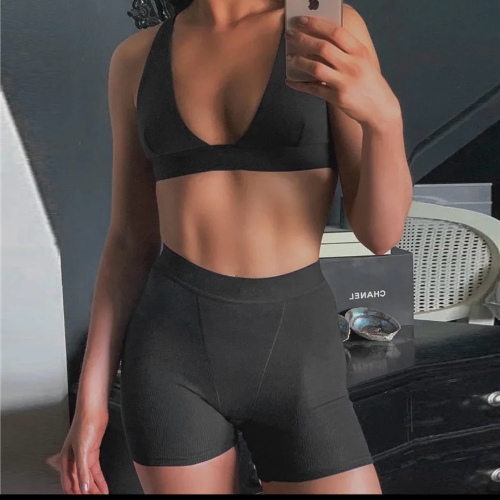 2 Piece Shorts Lounge Set Black